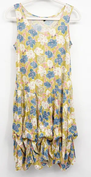 Shana Womens Floral Adjustable Ruched Balloon Hem Boho Lagenlook Dress Size XS thumbnail 1