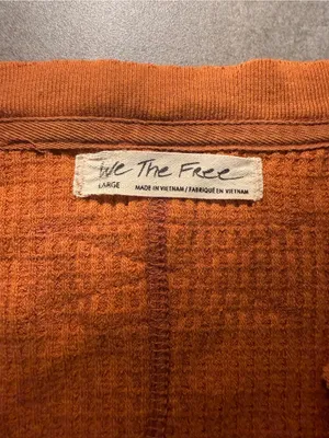 We The Free Womens Brown Ribbed Knit V-Neck Dolman Sleeve waffle Sweater Size L thumbnail 6