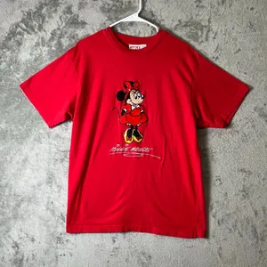 Vintage 90s Mickey Inc Minnie Mouse Embossed Graphic‎ T Shirt Red XL Disney thumbnail 1