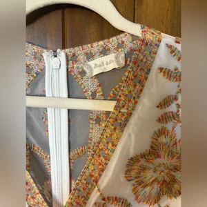 Altar’d State Elegant Cream and Brown Embroidered Dress thumbnail 4
