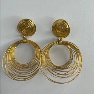 Vintage 1980s–1990s Couture Gold Tone Wire Chandelier Statement Earrings thumbnail 8