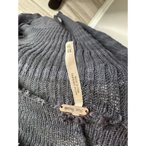 FREE PEOPLE Black Navy Striped Sweater Maxi Cardigan Duster 100% Cotton XS thumbnail 9