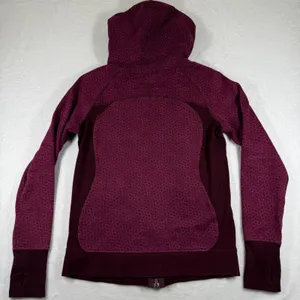 Lululemon Scuba Hoodie Full Zip Burgundy Dotted Fleece Sweatshirt Womens Size 10 thumbnail 8