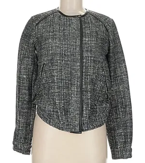 Joie Tweed Leather-Trim Zip-Up Bomber Jacket thumbnail 1