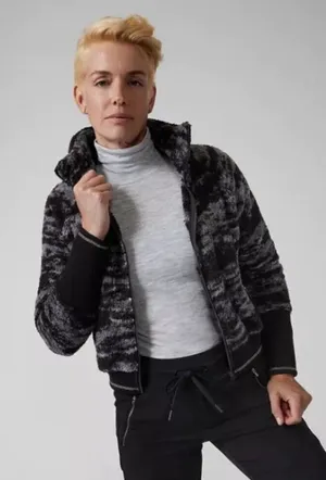 Athleta‎ Tugga Sherpa Jacket Full Zip Fog Camp Black Camo Womens Plus Size 1x thumbnail 1
