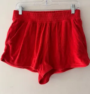 Aerie Red Terry Cloth Cozy Lounge Beach Shorts thumbnail 1