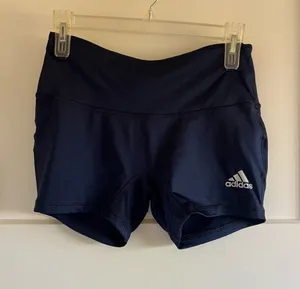 adidas Navy High-Waist Athletic Shorts thumbnail 1