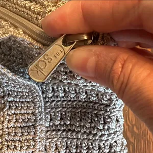 The Sak Woven Top ZIp closure Crotchet Bag cream thumbnail 6