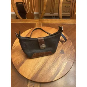Brighton Black Pebbled Leather Hobo Silver Heart Detail Small Handbag Purse thumbnail 6