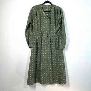 L Dress Midi Cottagecore Grandmacore Prairie Ditsy Vintage Coquette Sage Green thumbnail 2