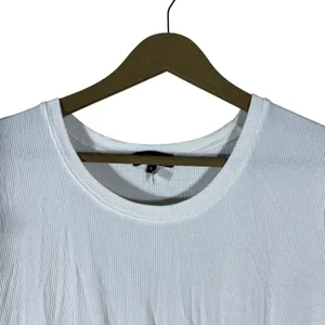 NWT 1.STATE Front Knot Ribbed Knit T-Shirt White Contemporary Casual Size L thumbnail 3