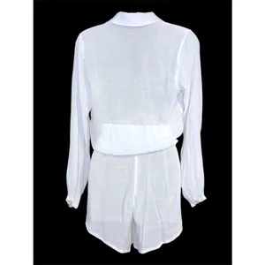 White Tie-Front Gauze Button-Up Shirt and Shorts Set Size Small thumbnail 2