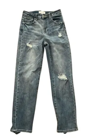 Risen Distressed Denim Blue Jeans Womens Size 3 / 26 thumbnail 1