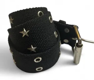 Black Belt Y2K Punk Scene Emo Star Studded Canvas Deadstock Double Grommet 39" thumbnail 1