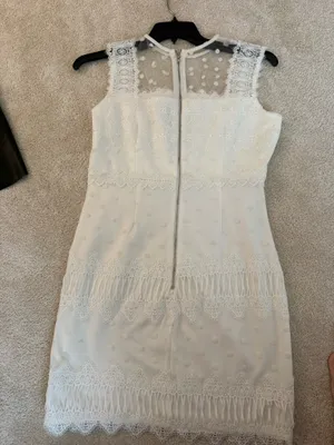 AQUA White Lace Polka Dot Mini Dress thumbnail 5