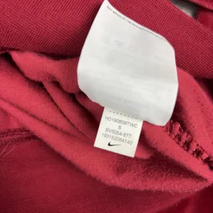 Nike Hoodie Womens Small Red Velour Pullover Cropped Hooded Lined Embroidered thumbnail 8