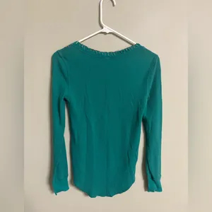 We The Free Free People Embroidered Waffle Knit Teal Boho Long Sleeve Womens Size Medium thumbnail 2