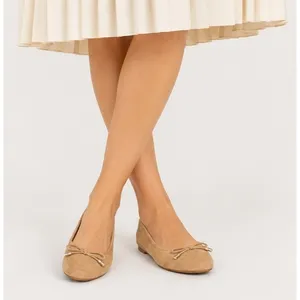 Ralph Lauren Womens Flats Size 5B Camel Jayna Ballet Bow Slip On Leather Ballet thumbnail 3