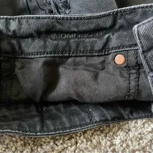 American Eagle Super Destroyed Black High Rise Mom Distressed Denim jean shorts thumbnail 3