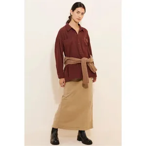 Anthropologie Pilcro Corduroy Popover Tunic Top in Brown Large 70s Fall Bohemian thumbnail 3
