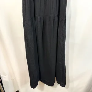 Old Navy Large Midi‎ Dress Black Cotton Gauze Smocked Tiered Pockets Witchy 1175 thumbnail 6