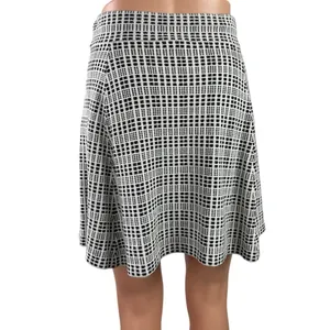 Theory Black White Geometric Knit Pleated High Waist Flare A Line Mini Skirt S thumbnail 3