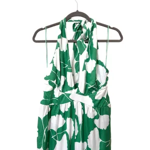 DIANE VON FURSTENBERG X TARGET Floral Halter Jumpsuit Ginkgo Green Large thumbnail 5