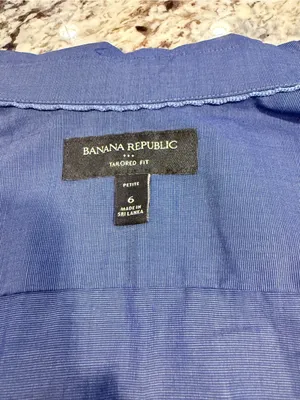 NWT Banana Republic Tailored Fit Shirt 6 Petite Blue Stripe Button Down thumbnail 4