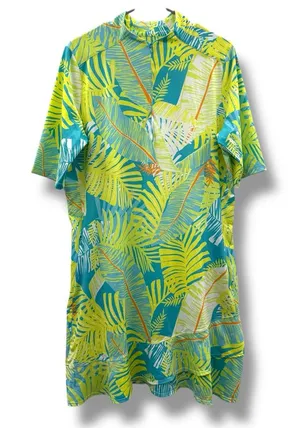 Tail Green & Blue Tropical‎ Palm Tree Print Short Sleeve Activewear Dress Sz XL thumbnail 1
