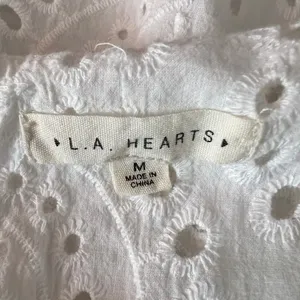 LA Hearts Eyelet Sleeveless Ruffle White Romper thumbnail 3