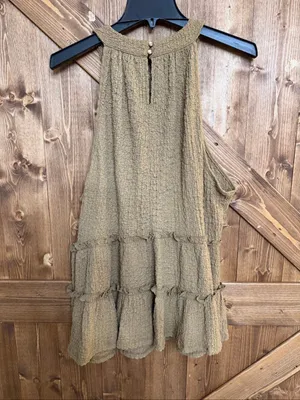 Timing Women’s 2X Brown Textured Tiered Sleeveless Boho Tunic Top(9342) thumbnail 5