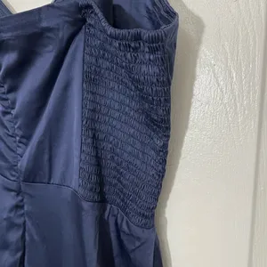AQUA Strapless Navy Blue Ruffle Maxi Dress | size XL thumbnail 5