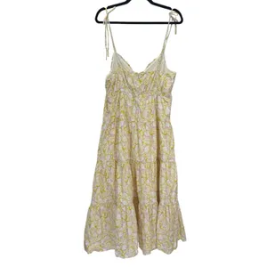 NWOT ASTR The Label Tie Strap Tiered Maxi Dress Size Large Green Pink Floral thumbnail 6