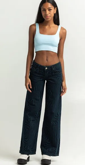 Urban Outfitters NWT BDG Marbel Puddle High Waisted Wide Leg Jeans thumbnail 1