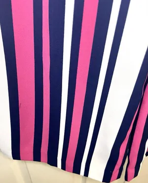 Express SzM High Rise Striped Paperbag Wide Leg Pants Pink Navy White thumbnail 7