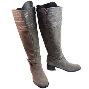 Marc Fisher suede knee-high boots size 7W taupe neutral riding style thumbnail 1