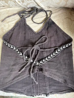 halter top Brown with cool printed on it Size M thumbnail 3