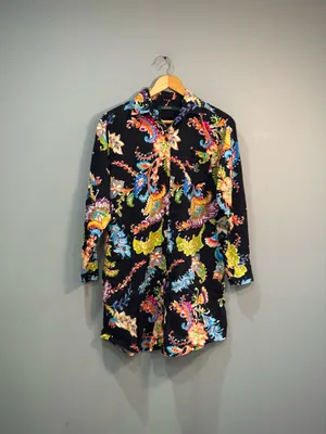 Black Multicolor Ralph Lauren Floral Nightshirt Size S EUC thumbnail 4