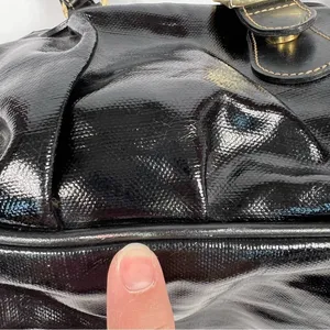 Longchamp Black Patent Leather Dual Handle Satchel Shoulder Bag thumbnail 9