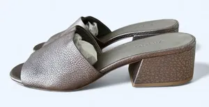 Vince Karissa Metallic Leather Slide Block Heel Sandals Size 8 Quiet Luxury Y2K thumbnail 1