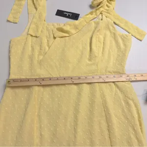 Lulus Women’s Bimini Light Yellow Swiss Dot Tie-Strap Midi Dress Size XL NWT thumbnail 10