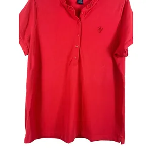 Polo Jeans Co Ralph Lauren XL Coral Ruffle Polo Shirt Cotton Short Sleeve thumbnail 4