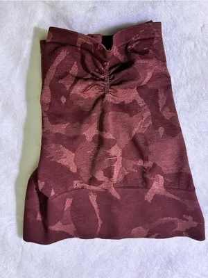 Gymshark Women’s Burgundy Camo High-Rise Bike Shorts thumbnail 5