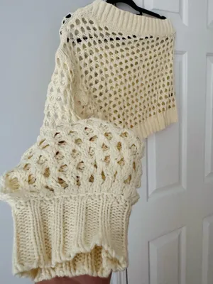 Anthropologie Maeve One-Shoulder Crochet Layer/ Sweater, One Size thumbnail 8