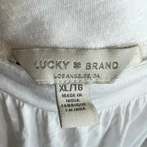 Lucky Brand Eyelet Top‎ Puff Sleeve Peasant Cottagecore Romantic XL thumbnail 4