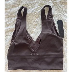 Nike Skims Matte V-Neck Longline Bra Dark Sepia Size XS thumbnail 7