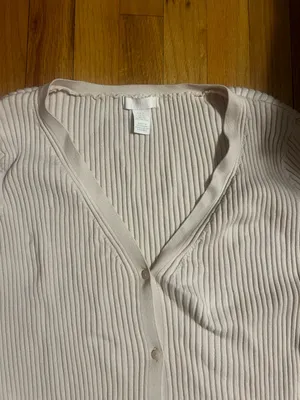 Zara Cream Ribbed Button-Front Women's Cardigan Sweater thumbnail 2