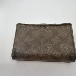 Coach Compact Brown Signature C Coated Canvas Wallet thumbnail 5