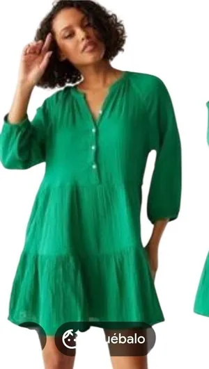 Michael Stars Green Double Gauze Cotton‎ Tiered Mini Dress Pockets DGZ012 Medium thumbnail 1