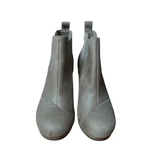 TOMS Boots Women's 8 Beige Leather Wedge Ankle Booties Pull On Casual Minimalist thumbnail 3